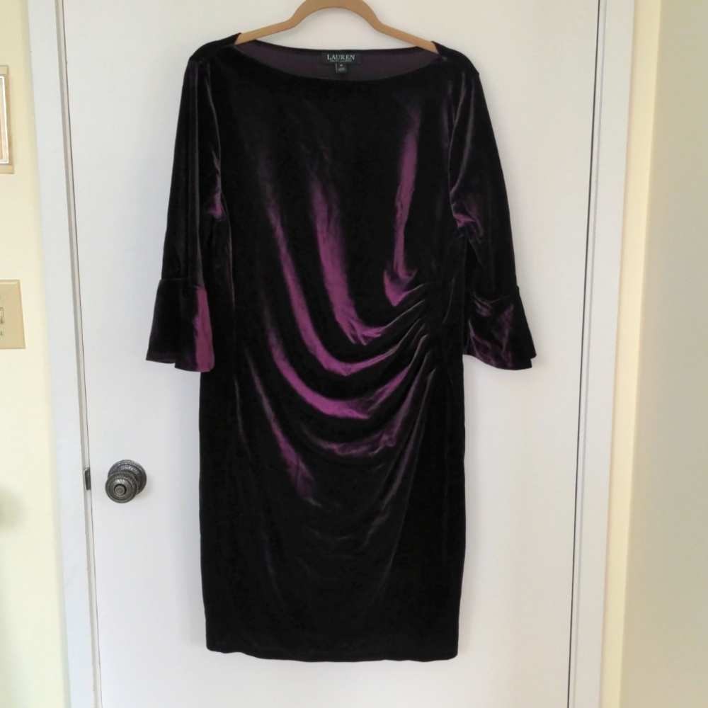 Ralph Lauren purple velvet cocktail dress 16